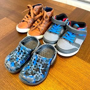 Toddler Boy’s Size 7 Shoes Lot Of 3 Boots High Top Sneakers Sling Back Slides